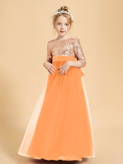 Robe Étincelante de Demoiselle d'Honneur Junior Top en Paillettes Orange