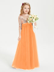 Robe Étincelante de Demoiselle d'Honneur Junior Top en Paillettes Orange