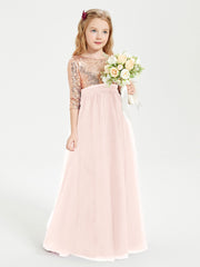 Robe Étincelante de Demoiselle d'Honneur Junior Top en Paillettes Rose Perle