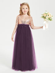 Robe Étincelante de Demoiselle d'Honneur Junior Top en Paillettes Plum