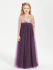 Robe Étincelante de Demoiselle d'Honneur Junior Top en Paillettes Plum