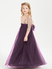 Robe Étincelante de Demoiselle d'Honneur Junior Top en Paillettes Plum