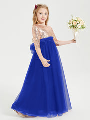 Robe Étincelante de Demoiselle d'Honneur Junior Top en Paillettes Bleu Royale