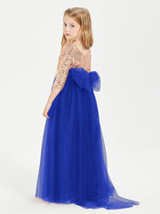 Robe Étincelante de Demoiselle d'Honneur Junior Top en Paillettes Bleu Royale