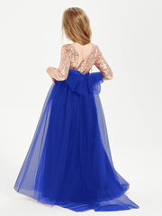 Robe Étincelante de Demoiselle d'Honneur Junior Top en Paillettes Bleu Royale