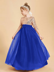 Robe Étincelante de Demoiselle d'Honneur Junior Top en Paillettes Bleu Royale