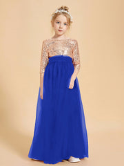 Robe Étincelante de Demoiselle d'Honneur Junior Top en Paillettes Bleu Royale