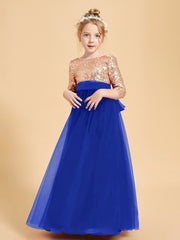 Robe Étincelante de Demoiselle d'Honneur Junior Top en Paillettes Bleu Royale