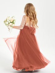 Robe Étincelante de Demoiselle d'Honneur Junior Top en Paillettes Rouille