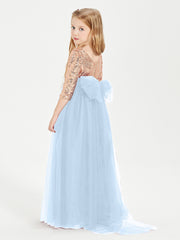 Robe Étincelante de Demoiselle d'Honneur Junior Top en Paillettes Bleu Ciel