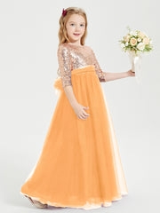 Robe Étincelante de Demoiselle d'Honneur Junior Top en Paillettes Mandarine