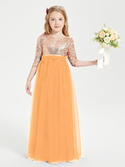 Robe Étincelante de Demoiselle d'Honneur Junior Top en Paillettes Mandarine