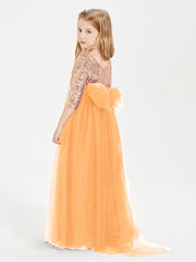 Robe Étincelante de Demoiselle d'Honneur Junior Top en Paillettes Mandarine
