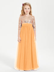 Robe Étincelante de Demoiselle d'Honneur Junior Top en Paillettes Mandarine