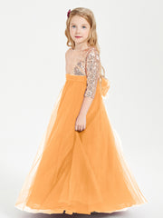Robe Étincelante de Demoiselle d'Honneur Junior Top en Paillettes Mandarine