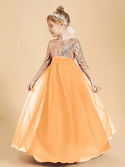 Robe Étincelante de Demoiselle d'Honneur Junior Top en Paillettes Mandarine