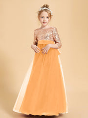Robe Étincelante de Demoiselle d'Honneur Junior Top en Paillettes Mandarine