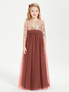 Robe Étincelante de Demoiselle d'Honneur Junior Top en Paillettes Terracotta