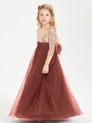 Robe Étincelante de Demoiselle d'Honneur Junior Top en Paillettes Terracotta