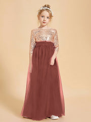 Robe Étincelante de Demoiselle d'Honneur Junior Top en Paillettes Terracotta