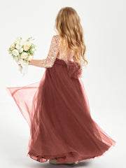 Robe Étincelante de Demoiselle d'Honneur Junior Top en Paillettes Terracotta