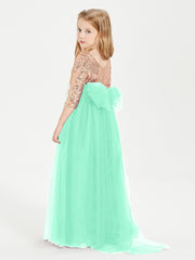 Robe Étincelante de Demoiselle d'Honneur Junior Top en Paillettes Turquoise