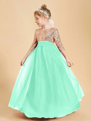 Robe Étincelante de Demoiselle d'Honneur Junior Top en Paillettes Turquoise