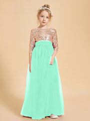 Robe Étincelante de Demoiselle d'Honneur Junior Top en Paillettes Turquoise