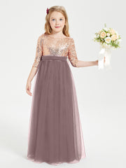 Robe Étincelante de Demoiselle d'Honneur Junior Top en Paillettes Vintage Mauve