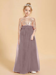 Robe Étincelante de Demoiselle d'Honneur Junior Top en Paillettes Vintage Mauve