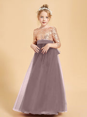 Robe Étincelante de Demoiselle d'Honneur Junior Top en Paillettes Vintage Mauve