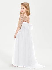 Robe Étincelante de Demoiselle d'Honneur Junior Top en Paillettes Blanc