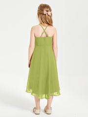 Junior Robes de Demoiselle d'Honneur Longueur de Mollet avec Jupe Asymétrique Trèfle