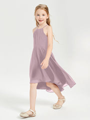 Junior Robes de Demoiselle d'Honneur Longueur de Mollet avec Jupe Asymétrique Dusk