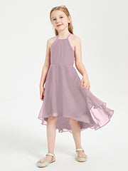 Junior Robes de Demoiselle d'Honneur Longueur de Mollet avec Jupe Asymétrique Dusk
