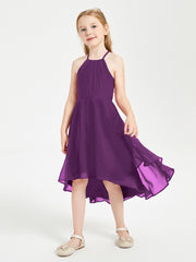 Junior Robes de Demoiselle d'Honneur Longueur de Mollet avec Jupe Asymétrique Raisin