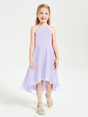 Junior Robes de Demoiselle d'Honneur Longueur de Mollet avec Jupe Asymétrique Lilas