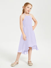 Junior Robes de Demoiselle d'Honneur Longueur de Mollet avec Jupe Asymétrique Lilas