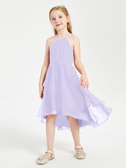 Junior Robes de Demoiselle d'Honneur Longueur de Mollet avec Jupe Asymétrique Lilas