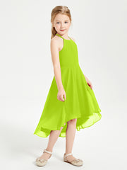 Junior Robes de Demoiselle d'Honneur Longueur de Mollet avec Jupe Asymétrique Vert Citron