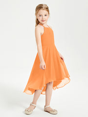 Junior Robes de Demoiselle d'Honneur Longueur de Mollet avec Jupe Asymétrique Orange