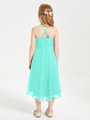 Junior Robes de Demoiselle d'Honneur Longueur de Mollet avec Jupe Asymétrique Spa