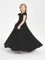 Robe de Demoiselle d'Honneur Junior en Mousseline Délicate Noir