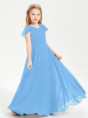 Robe de Demoiselle d'Honneur Junior en Mousseline Délicate Bleu