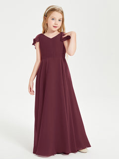 Robe de Demoiselle d'Honneur Junior en Mousseline Délicate Cabernet