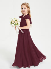 Robe de Demoiselle d'Honneur Junior en Mousseline Délicate Cabernet