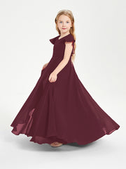 Robe de Demoiselle d'Honneur Junior en Mousseline Délicate Cabernet
