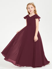 Robe de Demoiselle d'Honneur Junior en Mousseline Délicate Cabernet