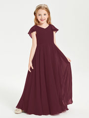 Robe de Demoiselle d'Honneur Junior en Mousseline Délicate Cabernet