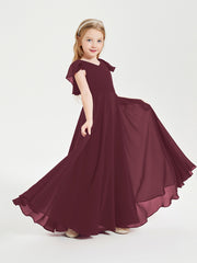 Robe de Demoiselle d'Honneur Junior en Mousseline Délicate Cabernet